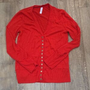 Elegant Red Button-Front Cardigan